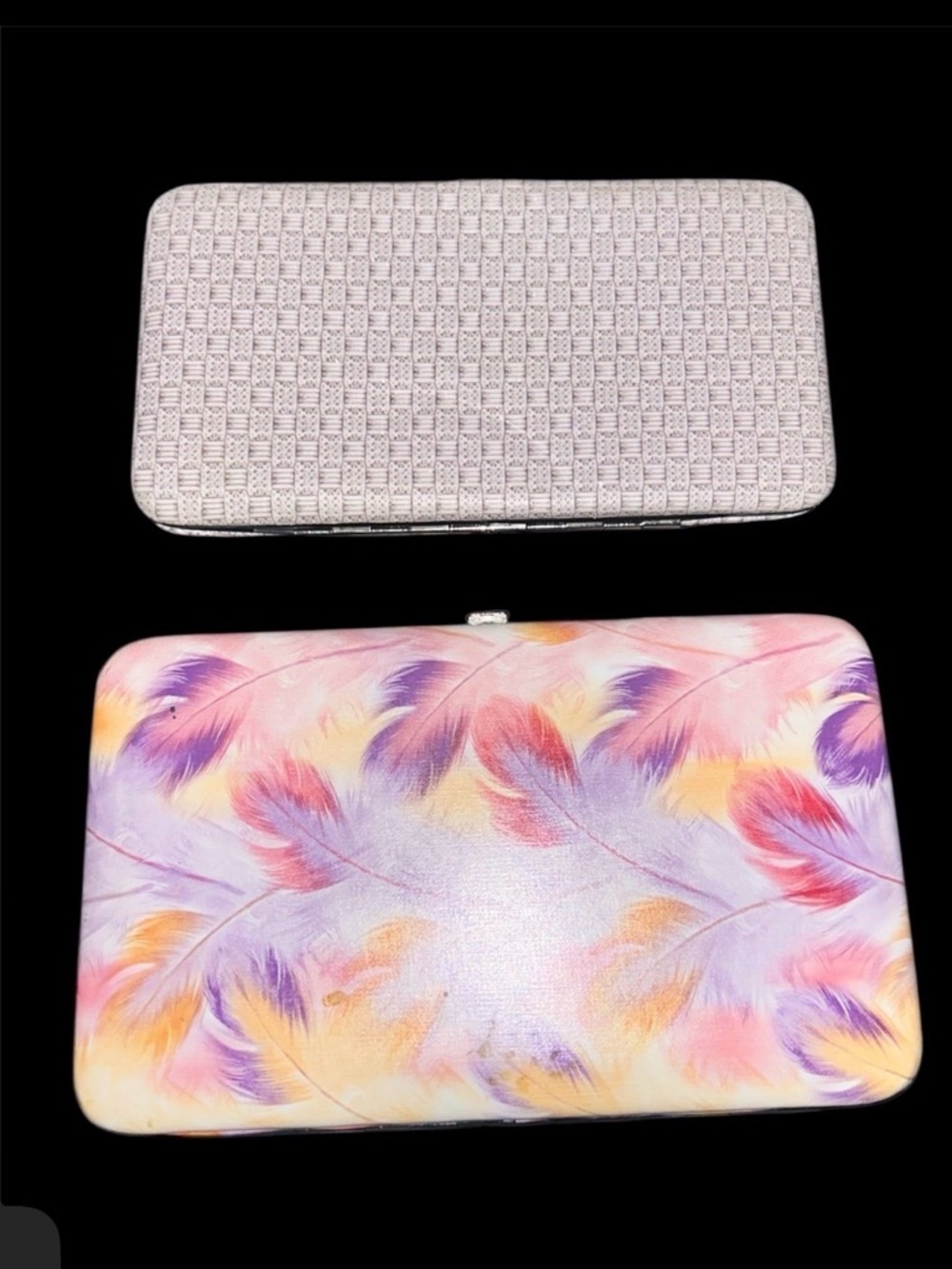 Vintage Hard-Shell Clutch Wallet Bundle (Set of 2) one regular sz one bigger sz